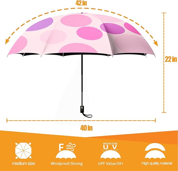 Small Compact Travel Automatic Folding Umbrella for Women, Portable Lightweight, Rain, Wind, UV Sun Shade