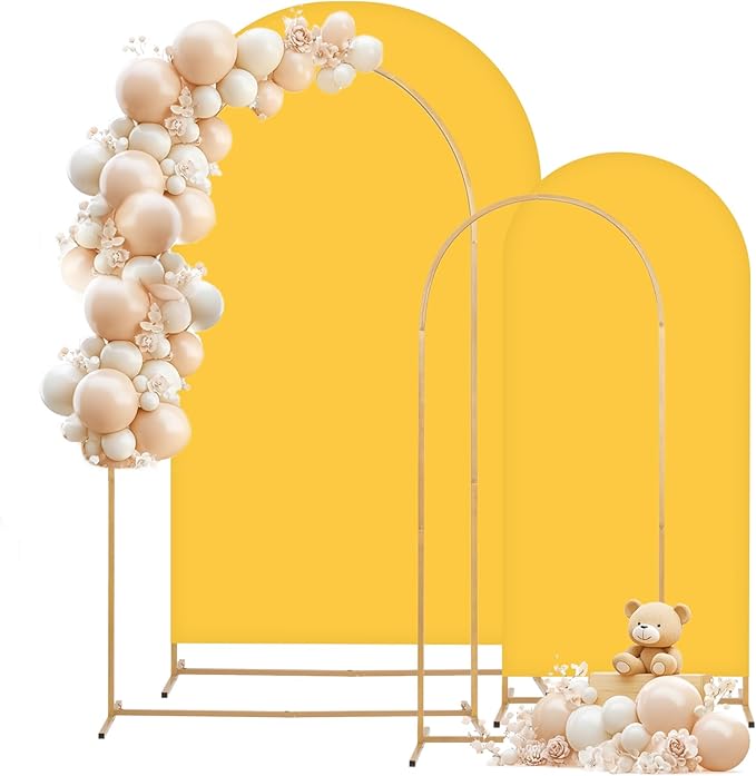 Metal Arch Backdrop Stand and Cover Set, 8FT, 6.6FT Party Backdrop, Easy to Assemble, Backdrop Stand for Parties, Birthday, Baby Shower