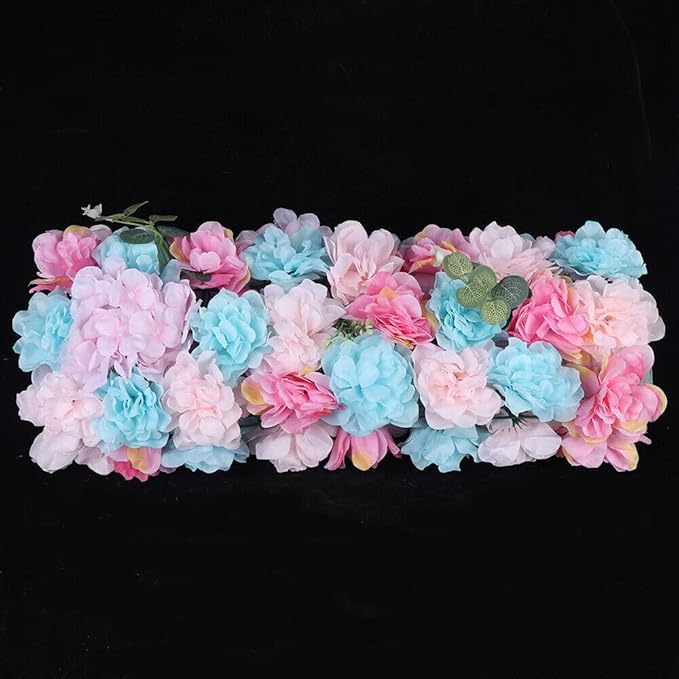 CNCEST 12Pcs Flower Panels,15.7"x 23.6" Artificial Flower Wall Panel, Flower Backdrop Wall for Home Party Wedding Christmas Festival Photo Backgdrop Decor (Colorful-12pcs)