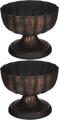2 Pcs Distressed Black Bronze Compote Vase for Centerpieces Compote Bowl 8'' Wide Vintage Decorative Antique Urn Planter Vase for Wedding Event Anniversary Party Indoor Outdoor Activity