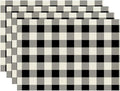 Buffalo Check Placemats Set of 4 Black and White Dining Place Mats Linen Table Mat for Farmhouse Home Kitchen Decor 12 X 18 Inch