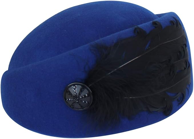 ORIDOOR Women Vintage 100% Wool Felt Flowers Bucket Cloche Bowler Hat Church Wedding Beret Hat