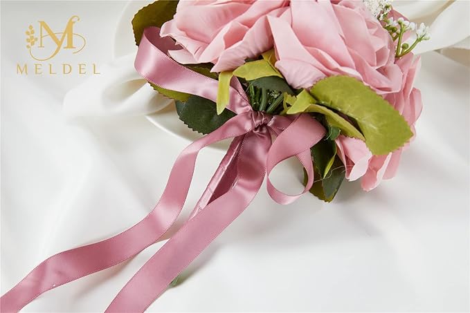 Meldel 6.5 Inch Bridesmaid Bouquet Set of 6, Wedding Bouquets for Bridesmaids, Rose Bridesmaid Bouquets for Wedding, Artificial Wedding Bouquet Flower, Floral Wedding Centerpieces
