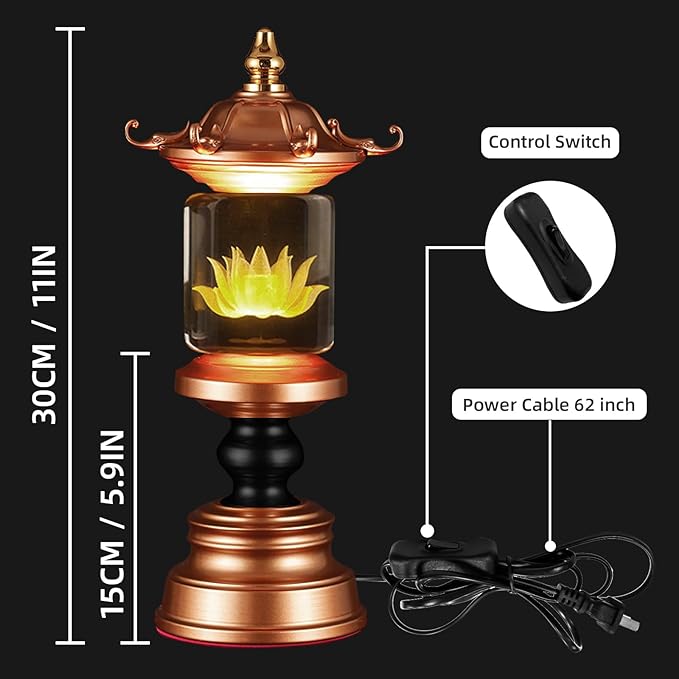 1 Pair 7 Color LED Lotus Lamp Lights - Lotus Lights with Adjustable Switch for Buddhist Occasions, Meditation Buddhist Supplies（11 Inch）