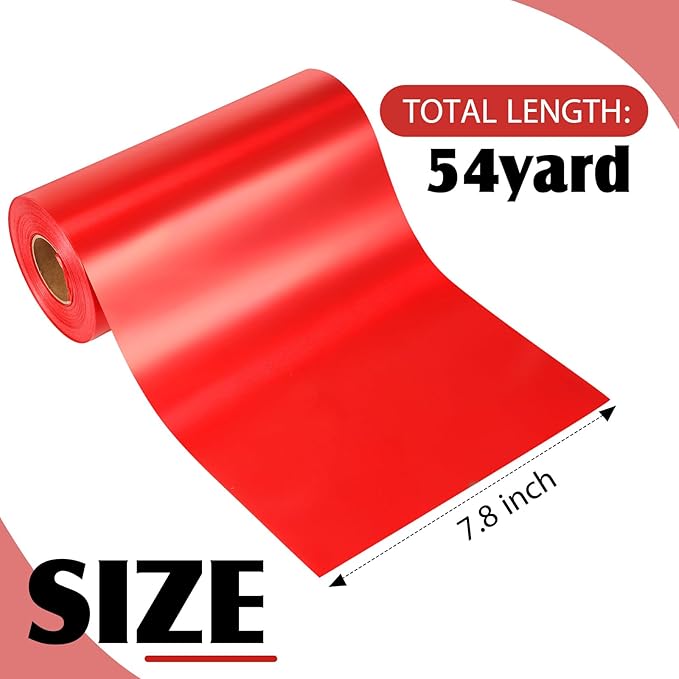 Syhood Outdoor Leaf Ribbon Floral Satin Ribbon for Crafts Aspidistra Waterproof Holiday Outdoor Decoration(8 Inch X 54 Yards,Red)