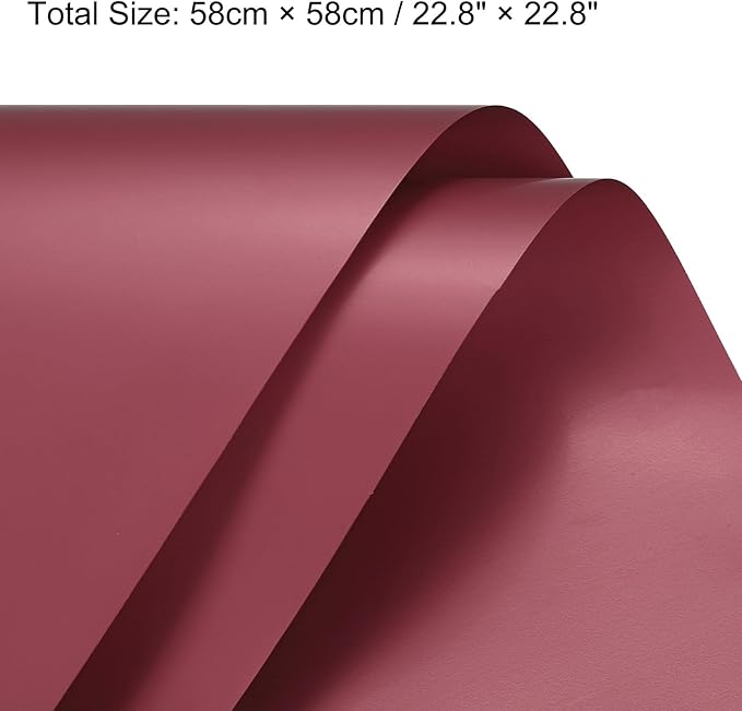 MECCANIXITY Pearlescent Film Flower Wrapping Paper 22.8x22.8 Inch Waterproof for DIY Crafts, Gift/Gift Box Packaging Cherry Red Pack of 20