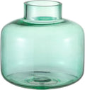 Green Glass Vase, Short Flower Vase, Round Glass Vases for Flowers, 6 Inch Small Glass Vases for Living Room, Dining Table, Wedding, Bookshelf, Office, Coffee Table