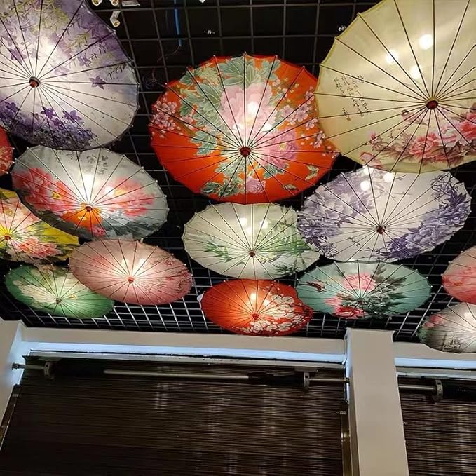33" Handmade Oiled Parasol Bamboo Silk Umbrella Chinese Japanese Art Classical Dance Umbrella Plum Blossom for Wedding Parties Photography Costumes Cosplay Decoration and Other Events