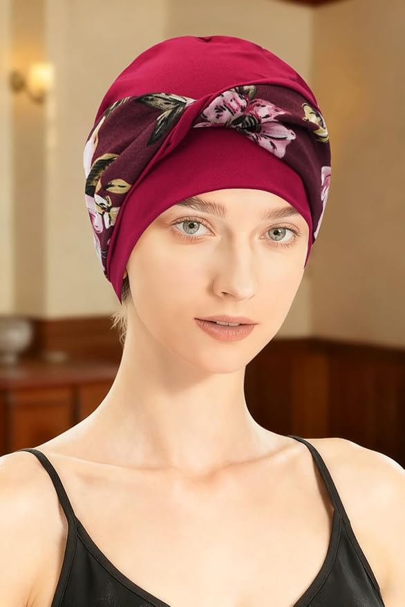 XYIYI Knot Chemo Headwear for Womens Cancer Patients, Stretchy Chemotherapy Headwraps Beanie Hats