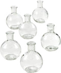 Serene Spaces Living Set of 6 Small Clear Ball Bud Vases, Transparent Glass Vases for Weddings, Events, Parties, Floral Centerpieces for Home Decor, Measures 4" Tall