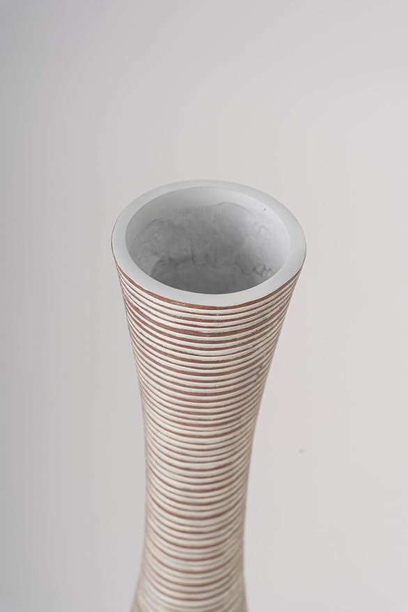 Leewadee Decorative Tall Floor Vase for Living Room Decor, 34 inches, White Wash, Resin
