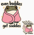 HANDICHI Design 5-Pack 6 Inch Even Baddies Get Saddies Frog Stickers – Funny Mental Health Vinyl Decal Set for Laptops, Water Bottles, Journals & Scrapbooks – Cute Baddie Sticker Pack