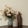 Ceramic Flower Vase Set of 3, Fake Flowers in Vase for Centerpieces with 8 Artificial Autumn Chrysanthemums Artificial Decorative Swags