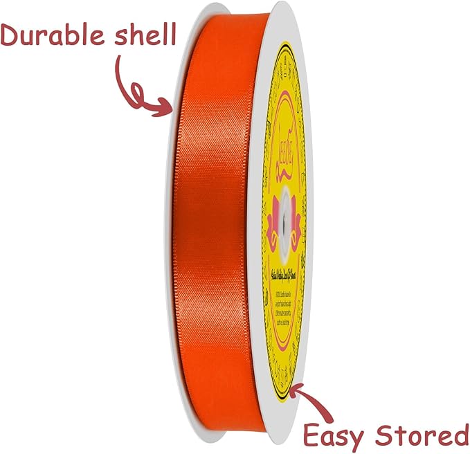 Double Face Autumn Orange Satin Ribbon 7/8 inch X 100 Yards Polyester Autumn Orange Ribbon for Gift Wrapping Very Suitable for Weddings Party Hair Bow Invitation Decorations and More