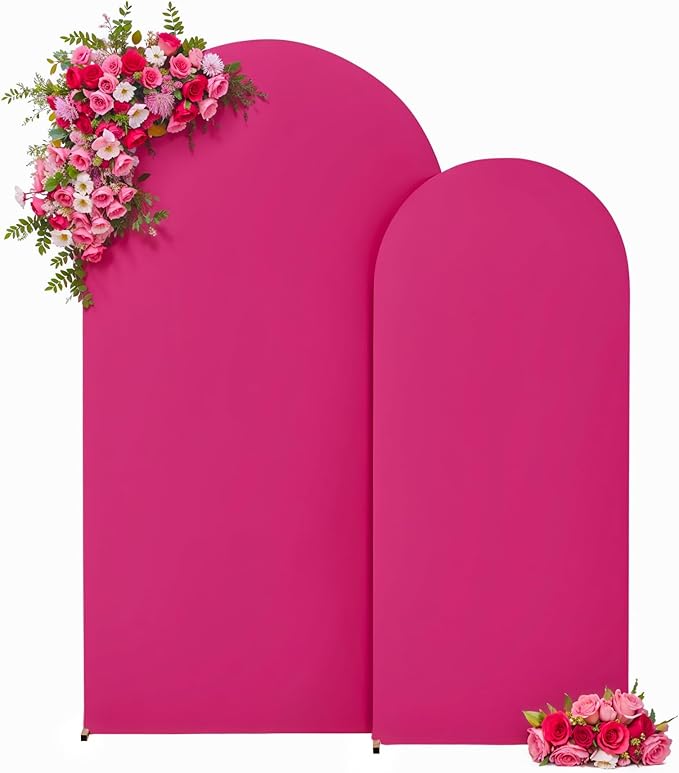 Hot Pink Arch Backdrop Cover Set of 2 Birthday Party Arch Covers 7.2 and 6ft Wedding Arch Cover Stretchy Backdrop Bridal Baby Shower Birthday Party Photo Background