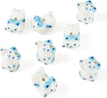 Beadthoven 8Pcs Lucky Cat Porcelain Beads 3D Blue White Handmade Craft Beads Animal Ceramic Cat Printed Ceramic Spacers with Hole for DIY Necklace Bracelet Keychain Craft Jewelry Making Supplies