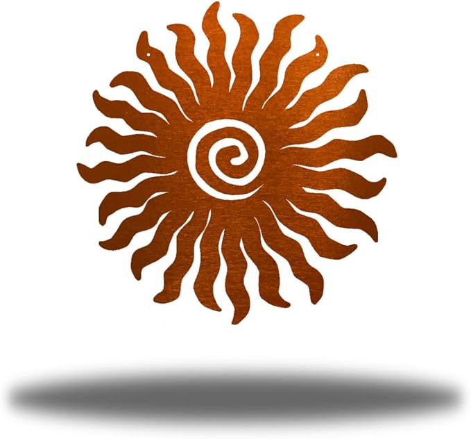 Riverside Designs Sunburst Metal Wall Art Steel Outdoor Decor - Heavy-Duty and Waterproof - Made in USA (24", Copper)