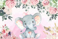 AOFOTO 5x3ft Pink Flowers Elephant Baby Shower Backdrop for Girl Sweet Floral Gender Reveal Background for Photography Kids Infant Birthday Party Banner Cake Table Decoration Photo Studio Props Vinyl