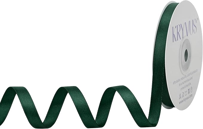 Hunter Green Satin Ribbon, Double Faced 3/8 Inch X 25 Yards Hunter Green Ribbon, Premium Satin Ribbon for Gift Wrapping, Crafts, Hair Bow Making, Sewing, Flower Bouquet, Wedding Party Decor