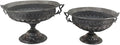 Zaer Ltd. Set of Metal Urn Vase Planters in Antique Finish and Classical Vintage Designs (Apollo Silver)