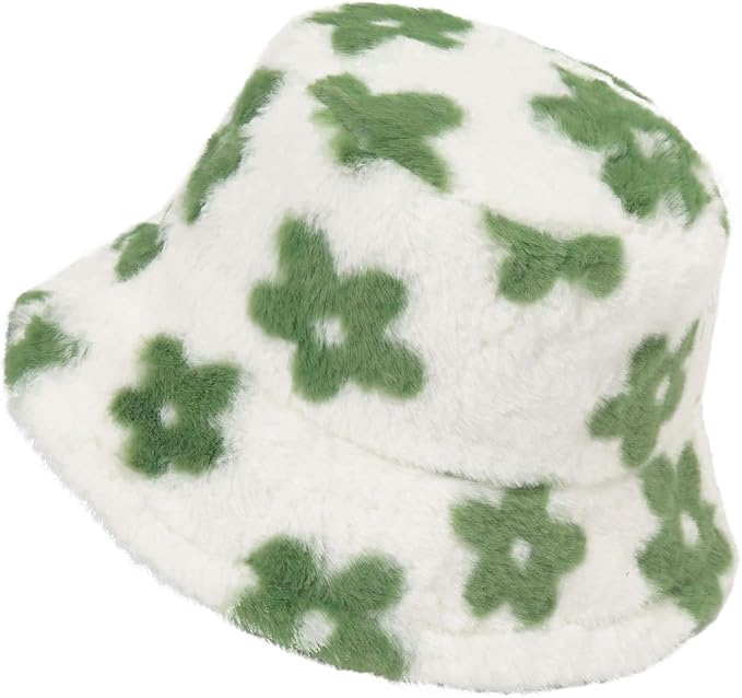 Winter Soft Faux Fur Plush Bucket Hat, Lovely Fisherman Cap, Fashion Outdoor Thick Warm Sun Cap for Women