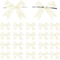 50 Counts Beige Twist Tie Bows 3.1" Pre-Tied Satin Ribbon Bow Decor Mini Twist Tie Bows for Gift Wrapping Treat Bags Cake Bridal Baby Shower Birthday Party Favors Wedding Decorations