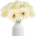 Gerbera Daisy Artificial Flowers Silk Flowers Champagne Gerber Daisy Artificial 10PCS Fake Daisies 17.7in Faux Daisies for Wedding Bridal Bouquet Party Home Kitchen Decor(Champagne)