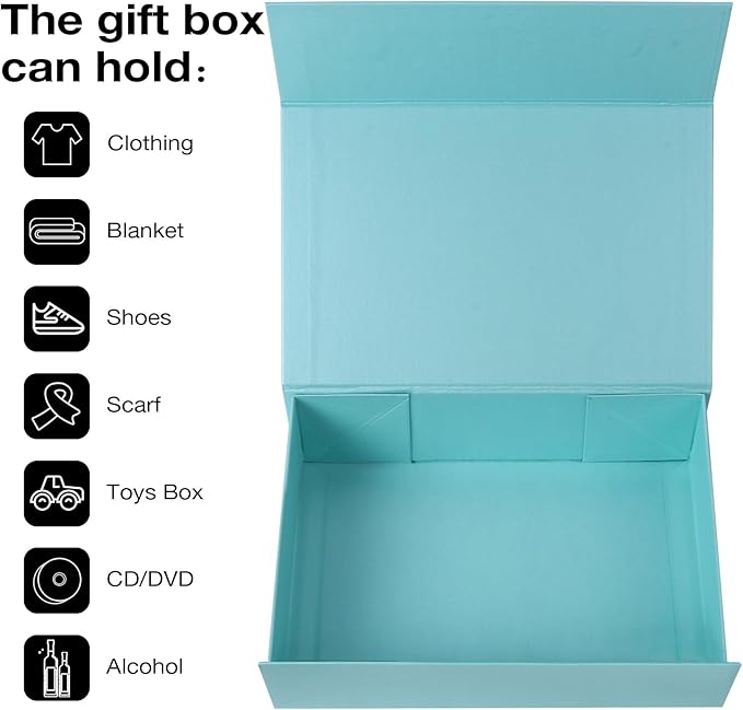 Aimyoo Blue Magnetic Gift Boxes with Lids 13.8x9x4.3 in, Large Bridesmaid Groomsman Proposal Box, Rectangle Collapsible Box for Present Graduation Birthday Storage 5 Pack