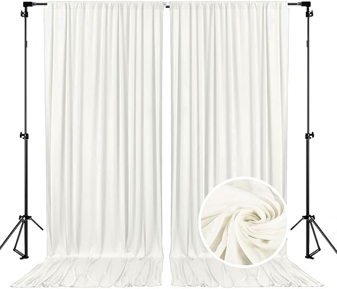 10 x 10 Feet Ivory Backdrop Curtain for Partie, Background Curtains for Photoshoot, Birthday, Wedding, Halloween, Thanksgiving, Christmas, New Year Party Decorations 5Ft x 10Ft, 2 Panels