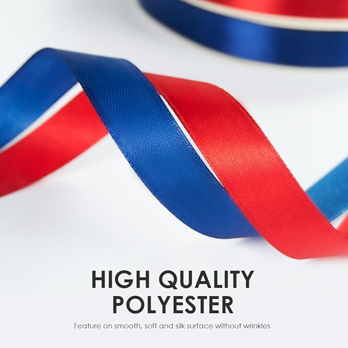 3/8" Wide x 100 Yards Single Face Polyester Satin Ribbon, Satin Ribbon for Crafts, Gift, Hair Bows, Wedding Party Decoration, Bow Making & Other Projects (Royal Blue)