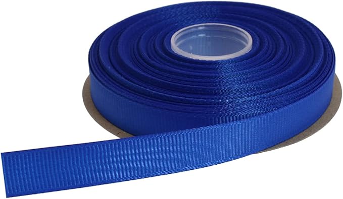 Solid Grosgrain Ribbon 25 Yard Each Roll 100% Polyester Woven Edge (5/8", Royal Blue)
