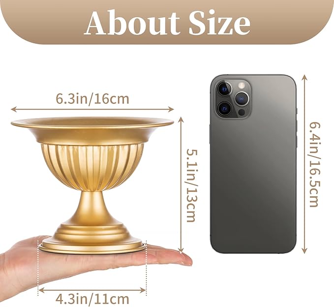 Sziqiqi Gold Metal Urn Vases for Flower - 10 Pcs Vintage Small Vase for Wedding Decorations Mini Flower Arrangements Table Vase Plant Pot for Weddings Party Centerpieces Decoration Bulk