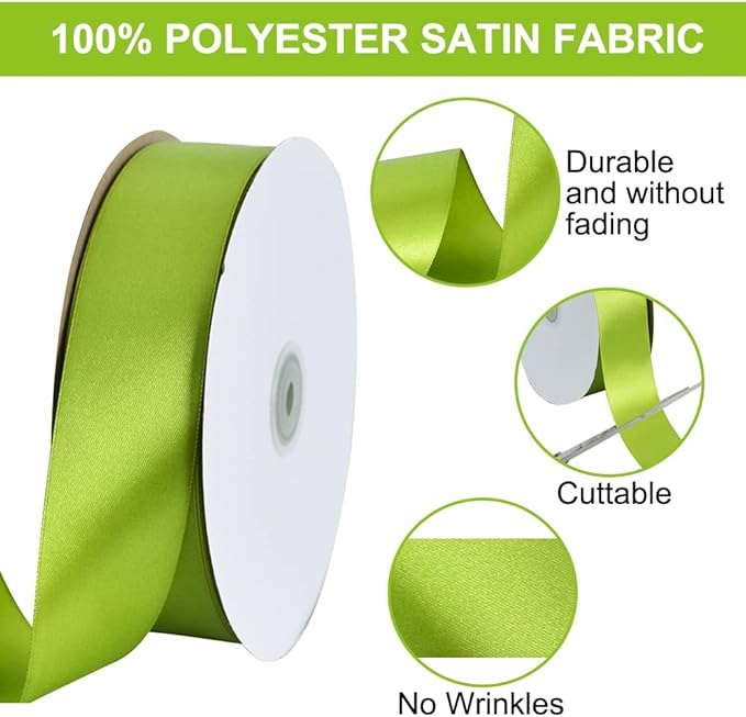 TONIFUL 1-1/2 Inch (40mm) x 100 Yard Sage Olive Green Wide Satin Ribbon Solid Fabric Ribbon for Gift Wrapping Chair Sash Valentine's Day Wedding Birthday Party Decoration Hair Floral Craft Sewing