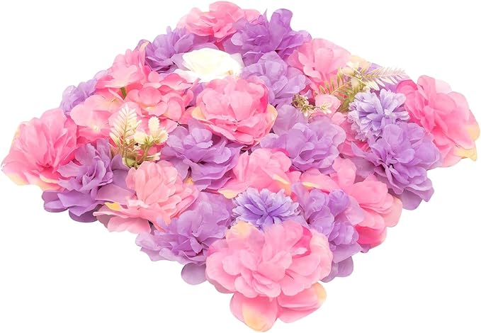 3D Flower Wall Panel 12Pcs Artificial Flower Wall Background Silk Rose Mat for Wedding Wedding Decor Shop Photo Backdrop (Flower Type C)