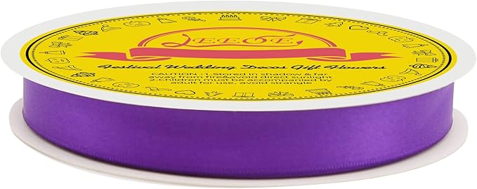 Double Face Purple Satin Ribbon 5/8 inch X 50 Yards Polyester Purple Ribbon for Gift Wrapping Very Suitable for Weddings Party Invitation Decorations and More