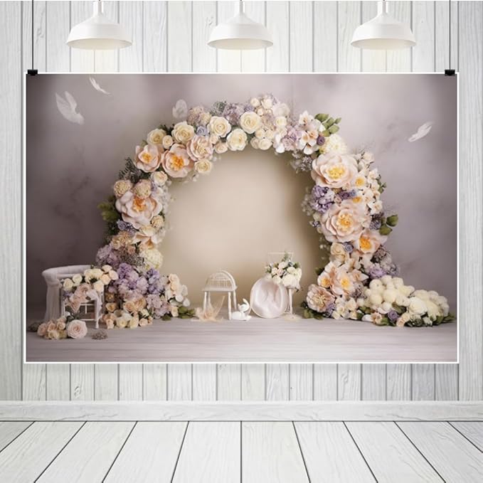 Leowefowa Wedding Flower Wall Backdrop Retro Arch Pink Floral Wall Backdrop Background for Wedding Anniversary Birthday Party Decorations Banner Studio Props 12x10ft Vinyl