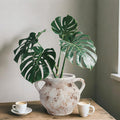 LINGMAI Rustic Ceramic Flower Vase with Handles, Decorative Pottery Vase 7.8in Terracotta Plant Pots, Cement Textured Vases Home Decor, Indoor Fresh Flowers Planter, Dried Flower Arrangements