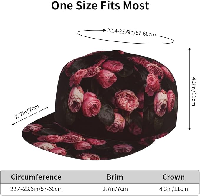 Rose Baseball Cap Adjustable Flower Baseball Caps Womens Hat Rose Flower Baseball Hats for Women Outdoor