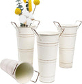 Notakia Galvanized Metal Vases Farmhouse French Flower Bucket Vases for Cut Flowers for Home Decor and Wedding Table Centerpiece Decorations (Beige 4Pcs)