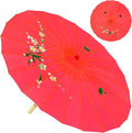 33" Red Flower Silk Cloth Decoration Handmade Parasol Umbrella Chinese Japanese Asian DIY Art Dance Classical Umbrella for Wedding Parties Photography Costumes Cosplay (Red)