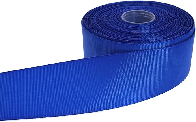 Solid Grosgrain Ribbon 25 Yard Each Roll 100% Polyester Woven Edge (1/1-2", Royal Blue)