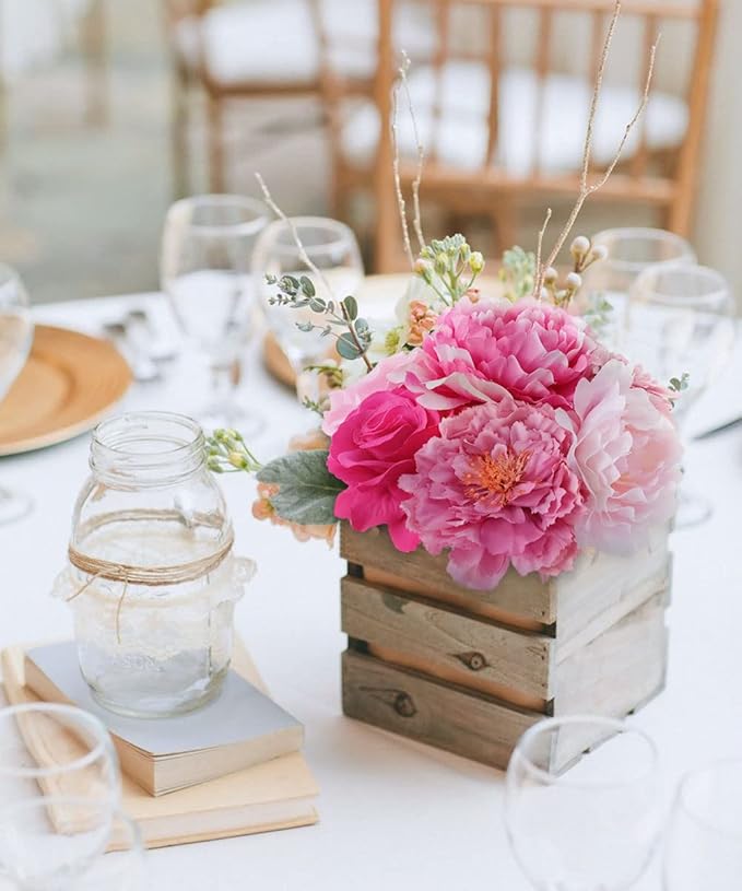 Artificial Flowers Pink Bouquets Box Set for DIY Bridal Wedding Shower Decorations Fake Floral Arrangements for Party Centerpieces Baby Shower Home Decor