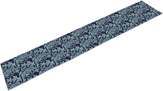Vintage William Morris Table Runner, Retro Blue Floral Botanical Plant Farmhouse Design Table Runner for Kitchen Dining Party Holiday Decortaion, 13x90 Inch
