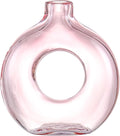 Glass Vase, Donut Vase, Pink Glass Vase, Flower Vase, Decorative Vase, Modern Vase, Round Glass Vase for Home, Living Room, Dining Table, Entryway, Mantle, Shelf, Wedding, Office, Coffee Table