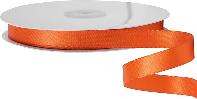 LIUYAXI Torrid Orange Satin Ribbon, Double Faced 5/8" X Continuous 25 Yards Ribbons Perfect for Gift Wrapping Bows Bouquet Wedding Craft and More