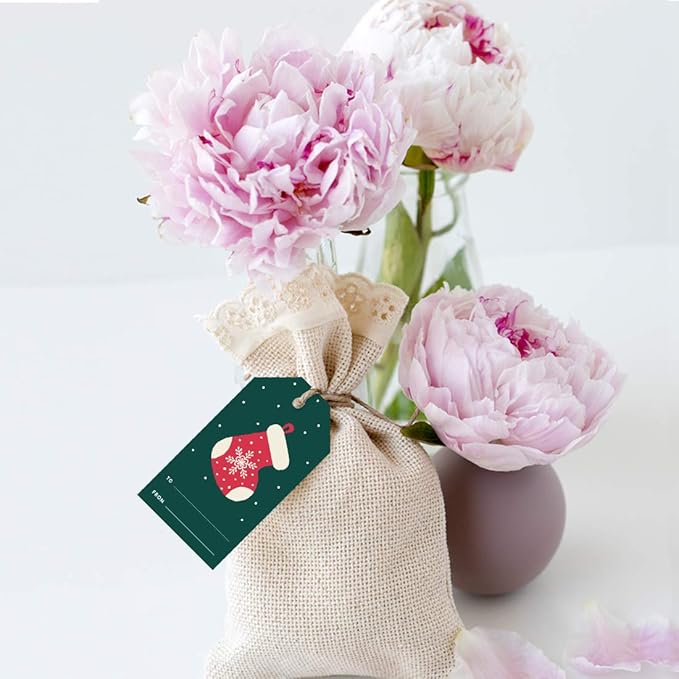 Andaz Press Christmas Holiday Season Classic Gift Tags, Merry Christmas to from Classic Favor Tags, Christmas Snowflake Stocking Design, for Holiday Events, Parties, and Favors, 60-Pack