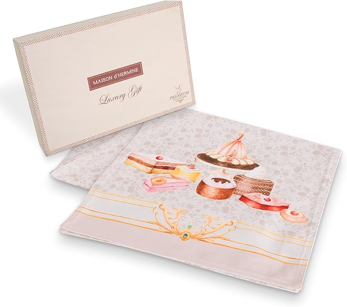 Maison d' Hermine Tablerunners 100% Combed Cotton Premium Table Runner Decorative Table Cover, Home, Dining, Cocktail Party & Camping, Pastries (Double Layer) - (14.50"x72")