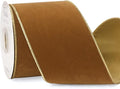 Ribbli Khaki Velvet Wired Ribbon 4 Inch Luxury Matte Velvet Christmas Ribbon for Gift Wrapping Christmas Tree Decoration Crafts Wreaths Supplies - 10 Yards