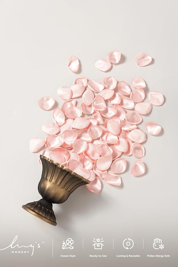 Ling's moment Wedding Artificial Flowers Package, Bridal Bouquet, Bridesmaid Bouquets, Boutonniere for Men, Rose Petals.Blush Pink