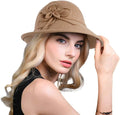 Bellady Women's Elegant Flower Wool Cloche Bucket Bowler Hat